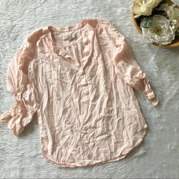 LOFT Tops - Loft Blush Pink Popover Blouse